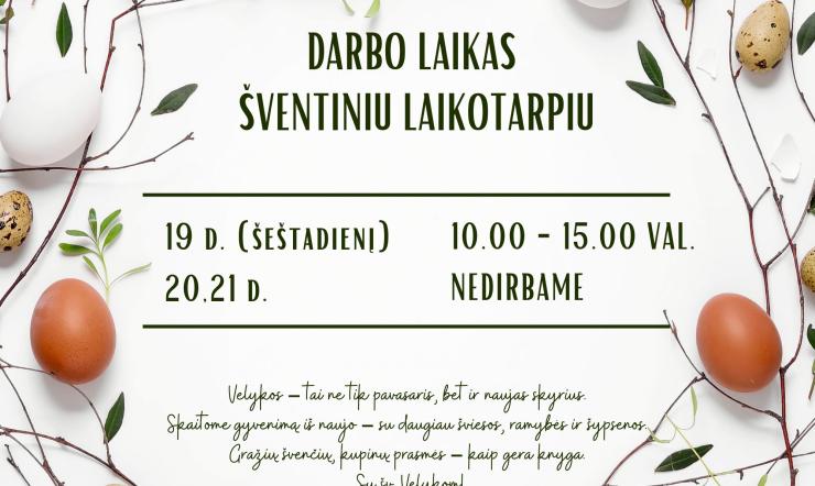 Bibliotekos darbo laikas per šventes