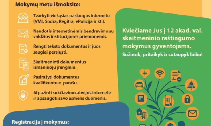 Kviečiame į nemokamus mokymus „Skaitmeniniai įgūdžiai: viešosios e. paslaugos kasdienai“