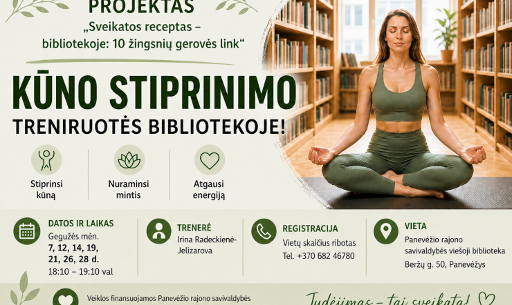 Kūno stiprinimo treniruotės bibliotekoje