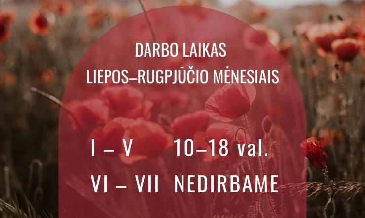 Dėl Bibliotekos darbo laiko liepos–rugpjūčio mėnesiais