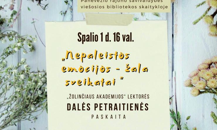 Pagyvenusių žmonių dieną – bioenergetikės Dalės Petraitienės paskaita