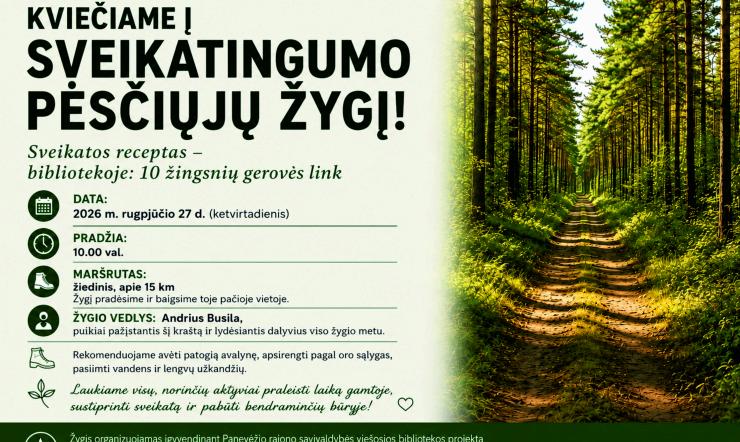 Kviečiame į sveikatingumo pėsčiųjų žygį Žaliojoje girioje